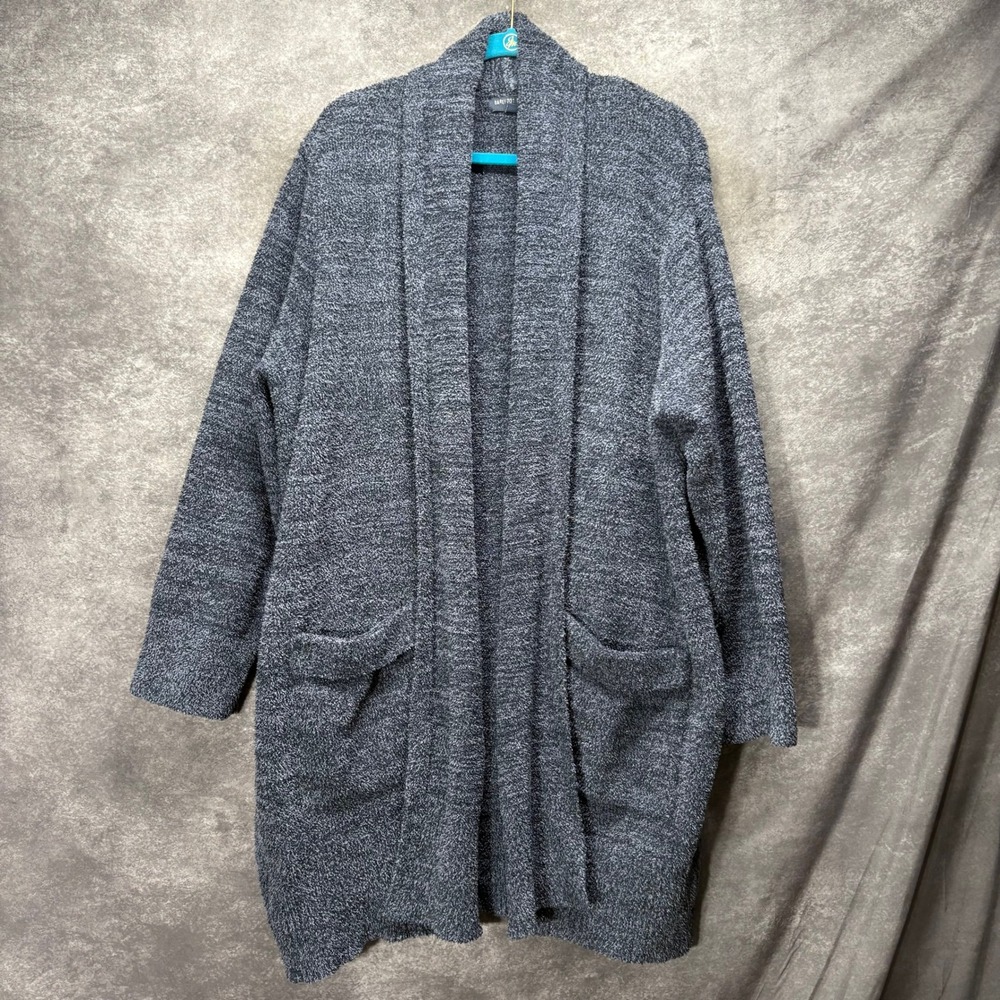 Barefoot Dreams Cozy Chic Shawl Collar Cardigan Size 2X Navy Blue Fuzzy Soft